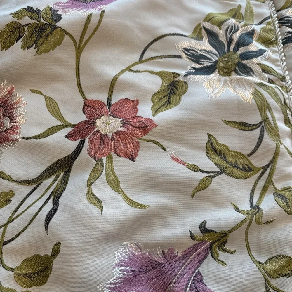 Croscill King Pillow‎ Shams Set 2 Floral Embroidered Sage Green Rope Trim 36x20
